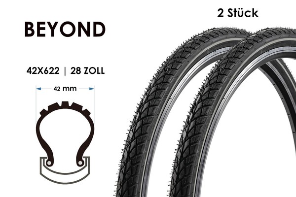 2 StüCk 28 Zoll Fahrrad Reifen 28X1.60 Tire City Trekking 42-622 Mantel Reflex-image