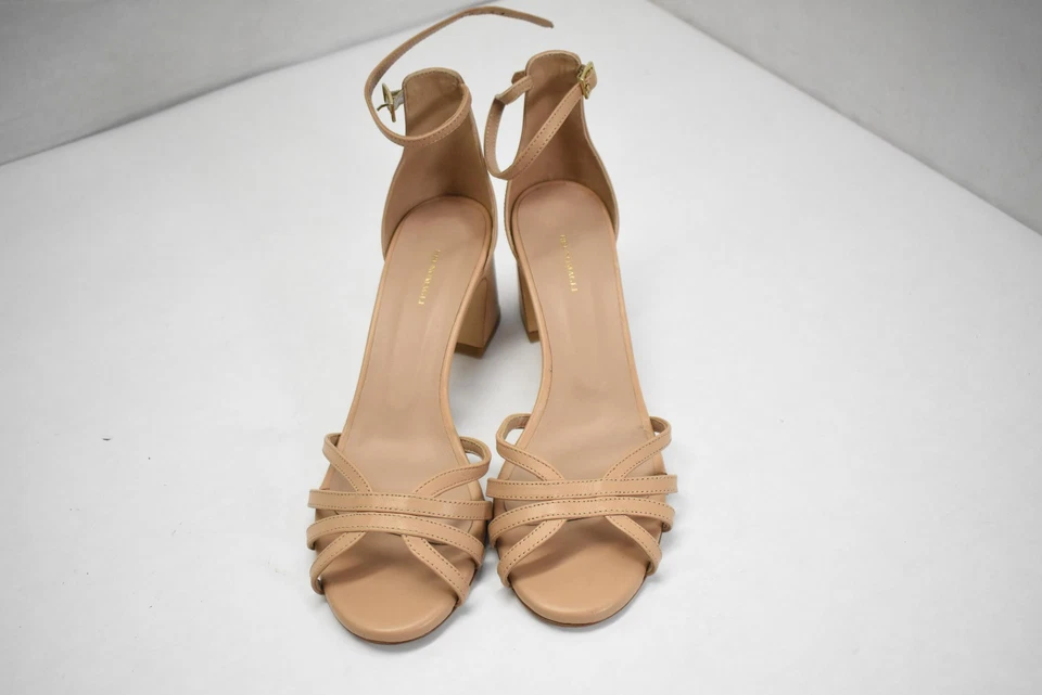 Sandálias Bruno Magli Shoes femininas tamanho 11 couro nude tira no tornozelo feitas na Itália - Imagem 2 de 4