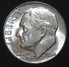 1958-P 10C Roosevelt Dime BU 90% Silver 26owt0228-7