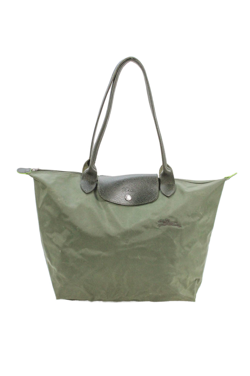 Longchamp Paris Womens Double Handle Large Nylon Le Pliage Tote Handbag GreenFree Shipping in US $100+ Orders | $6.95 Orders Below