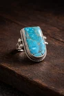 Vintage 925 Sterling Silver Turquoise Ring Large Statement Southwestern Style