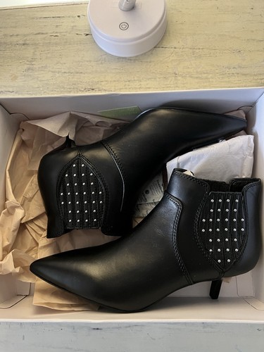 Rebecca Minkoff black leather booties Sz 7.5 New In Box - Picture 3 of 6