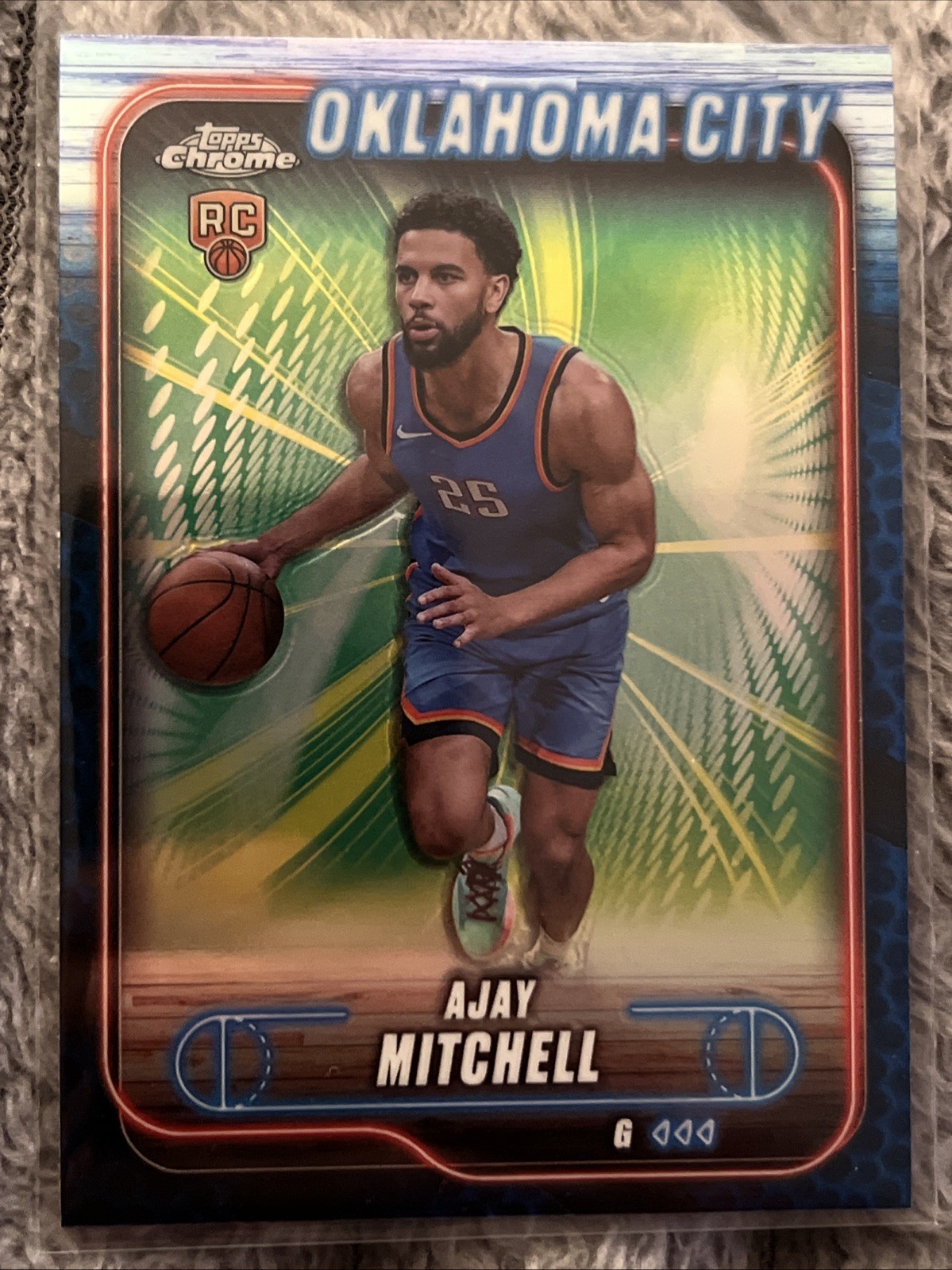 Topps 2024-25 Chrome Rookie Ajay Mitchell OKC Thunder Blue Refractor #132 RC