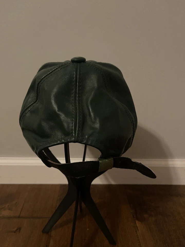 De colección Nike "I Can" Swoosh Logo Cuero Verde Ajustable Correa Gorra Gorra Foto 4 de 4