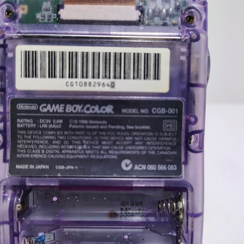 Nintendo Game Boy Color Handheld System Atomic Purple CBG-001 NO BATTERY COVER - Picture 5 of 5