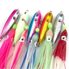 4Pcs 40g-200g Metal Jig Head Octopus Skirt Bait For Kingfish Snapper Grouper