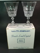 2 Vintage W.M. Dalton Finely Blown 24% French Lead Crystal Goblets
