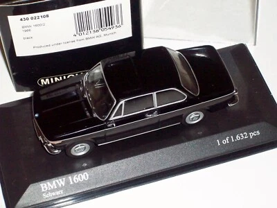 MINICHAMPS 1/43 BMW 1600/2 1966 black 430022108 Limited 1 of 1632 pcs Rare NLA! - Photo 1/4