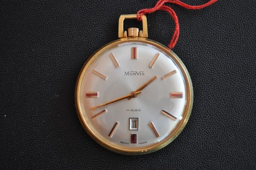 Orologio MONVIS Meccanico PLACCATO ORO G10 17 Rubini NUOVO Orologio da  Tasca | eBay