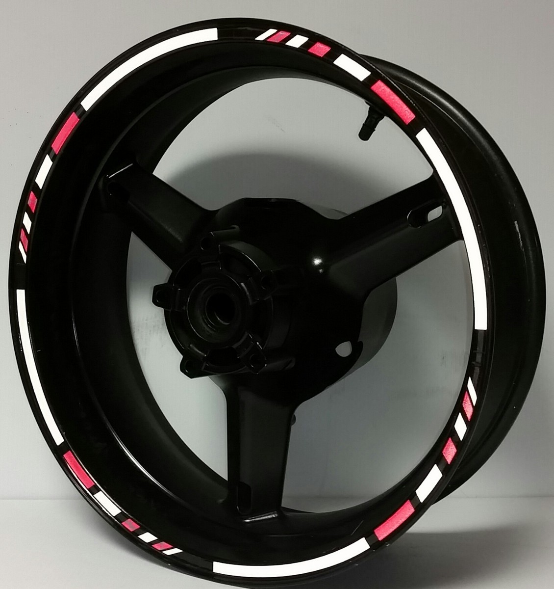 Hot Pink Reflective Motorcycle Rim Stripes – 17-Inch Wheel Decals, Adhesive Tape, Customizable For Left/Right Sides
