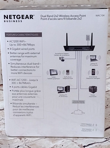 NETGEAR WAP Dual Band Network AC1200 Business Home OFFICE Wireless Access Point - Afbeelding 8 van 10