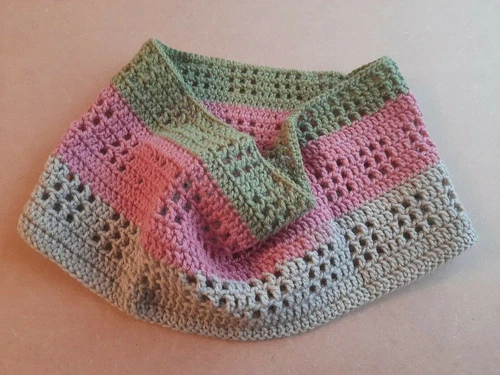 Handmade Crochet Cowl Neck Scarf Stone Pink Khaki SALE