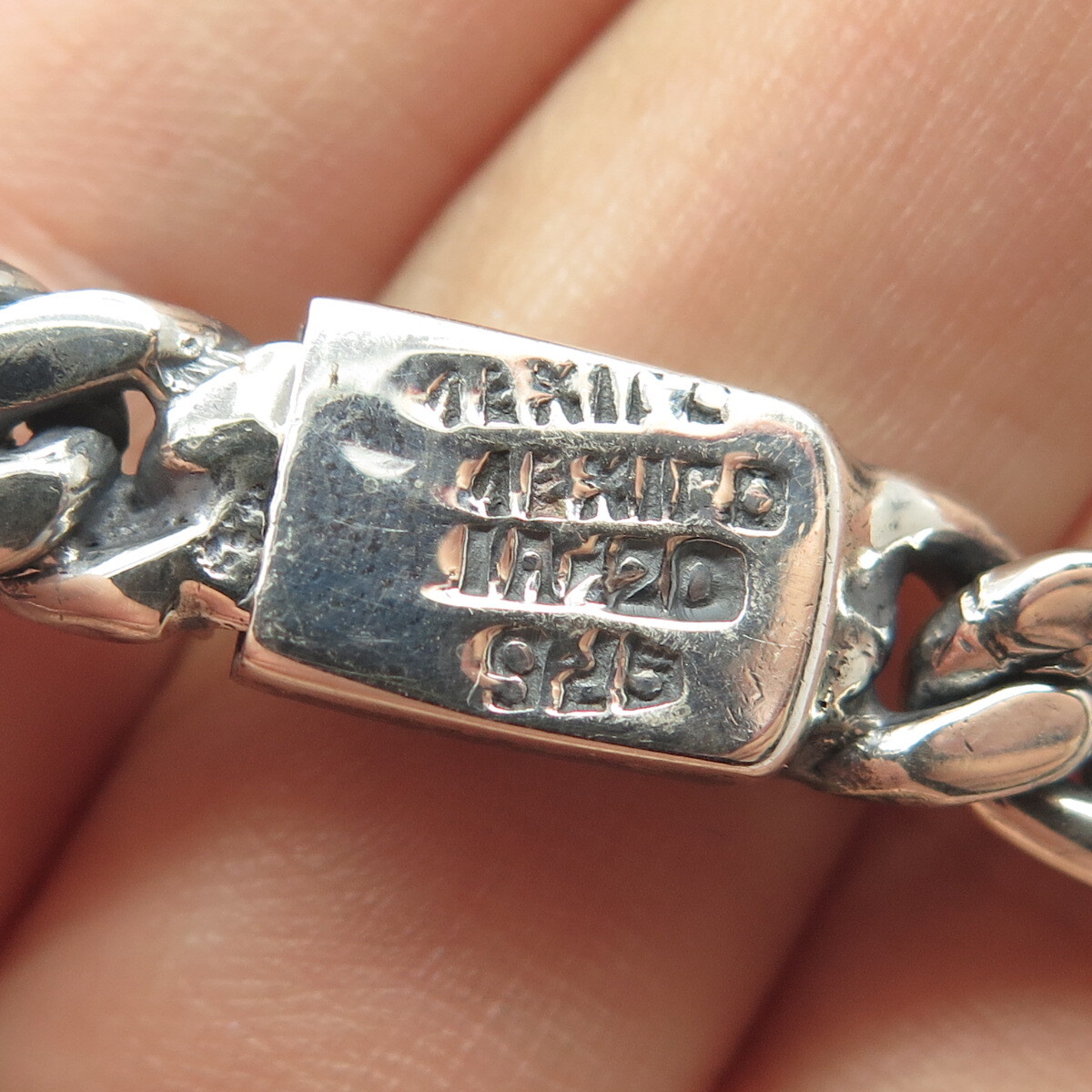 アクセサリー Mexican Silver Figaro chain Bracelet 925 Sterling Silver Vintage Mexico Figaro Link Bracelet 7 3