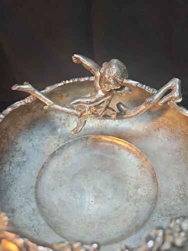 Vintage ANCHOR SILVER PLATE CO ciotola quadrupla placcata 826 - floreale inciso RARO@A - Foto 3 di 8