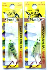 SET OF 2 Mack’s Pee Wee Hoochie UV Glo Clear Chartreuse Blue Splash 40501