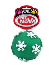 Hunde Ball rund M ca. 7,5cm Schneeflocken Gravur quietschendes Spielzeug Hund