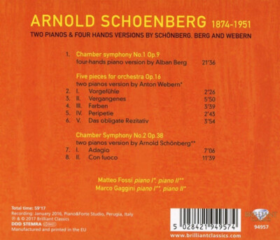 SCHOENBERG Chamber Symphonies, Five Pieces Op.16 CD NEW SEALED