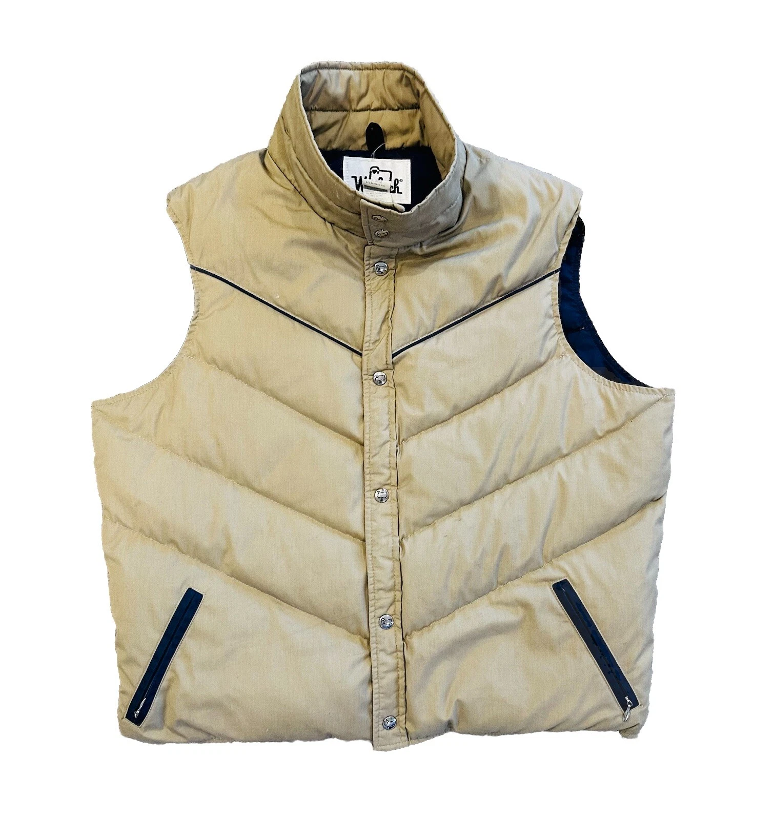 WOOLRICH Puffer Vest Men’s XL Duck Waterfowl Feather Down Brown Quilt Insulated