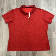 Nike Golf Dri-fit Polo Shirt Girls Youth Size XL 16/18 Red Geometric 266948-682