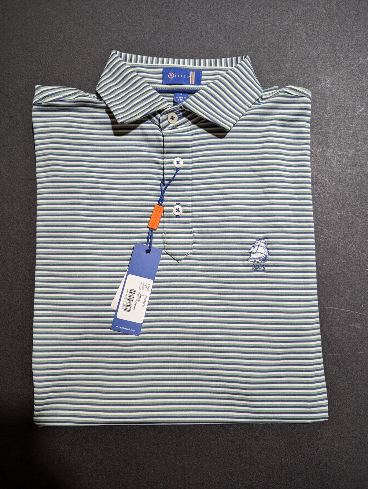 NWT MEN'S STITCH GULFSTREAM POLO, SIZE: S, COLOR: SEAGRASS (M7)
