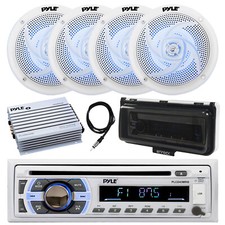Pyle Marine CD Radio, Amp, Cover, Antenna, 4x 6.5" 240W Blue LED Speakers