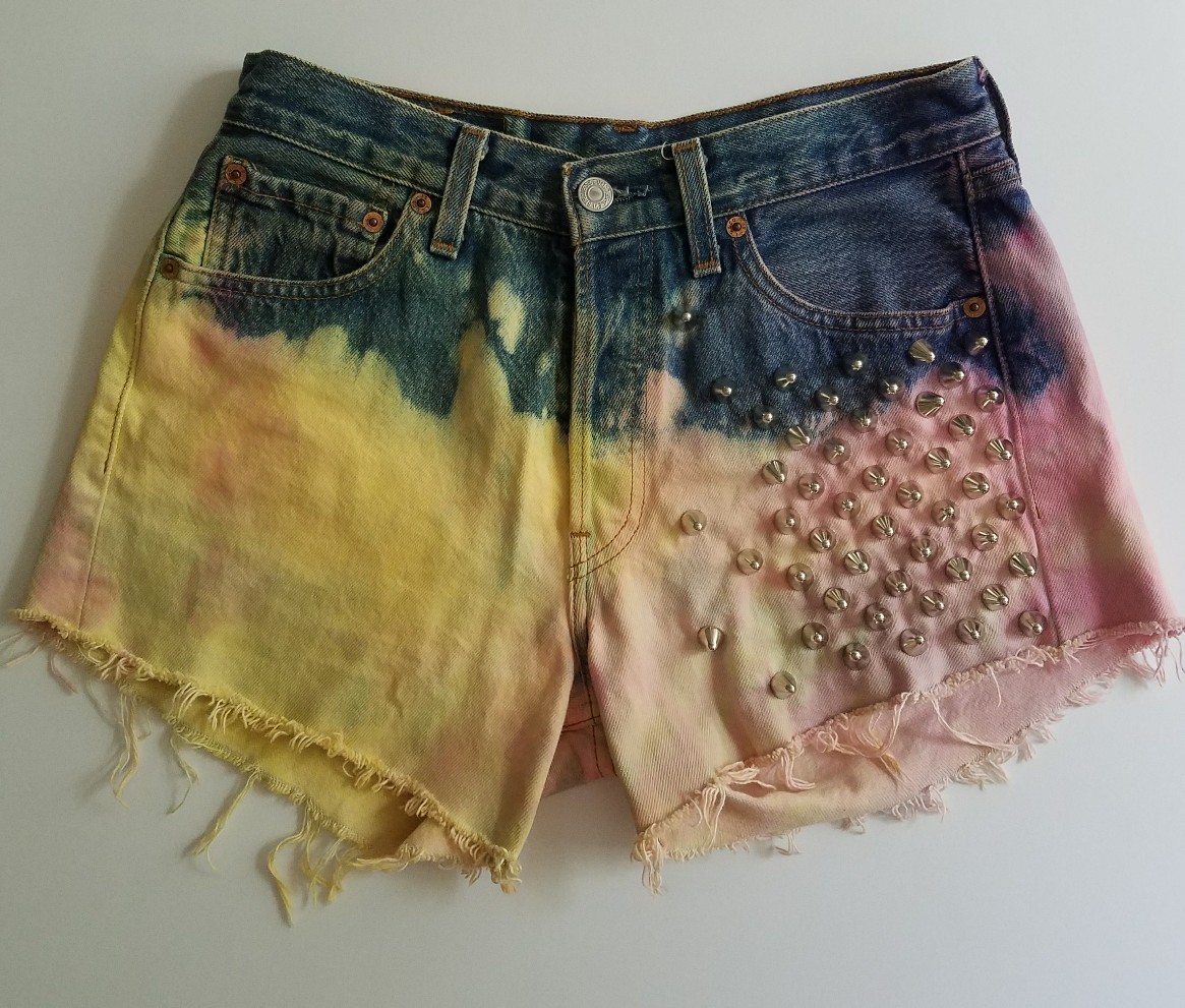 Levi's Reworked Denim Cutoff Jean Shorts High Waisted Studded Size