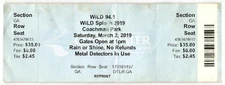 2019 Wild Splash Rap Kodak Black Complete Concert Ticket Stub Clearwater FL