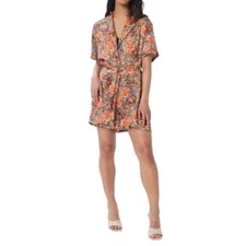 Lita by Ciara NWT Utility Belted Romper in Animal Floral Cherry Tomato Size M