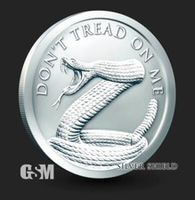 2025 - 1 oz Don’t Tread On Me BU Silver Shield Round .999 Fine SILVER 104.95 per troy oz