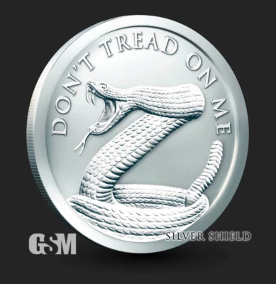 2025 - 1 oz Don’t Tread On Me BU Silver Shield Round .999 Fine SILVER