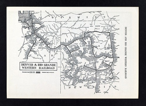 1941 LaSalle Map Denver & Rio Grande Western Railroad Colorado Utah Rocky Mts RR