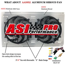 ALUMINUM SHROUD+2X14" FAN+RELAY FIT 88-99 CHEVY GMC C/K 1500 2500 3500 5.7L 7.4L
