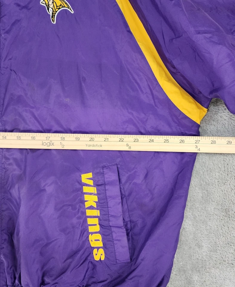 Chaqueta cortavientos Minnesota Vikings para hombre XL púrpura amarillo logotipo cremallera completa vintage Foto 4 de 4