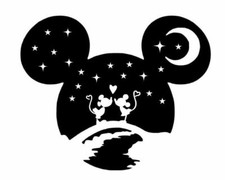 Vinyl Decal for Window - Mickey Mouse Silhouette Kissing Minnie Disney