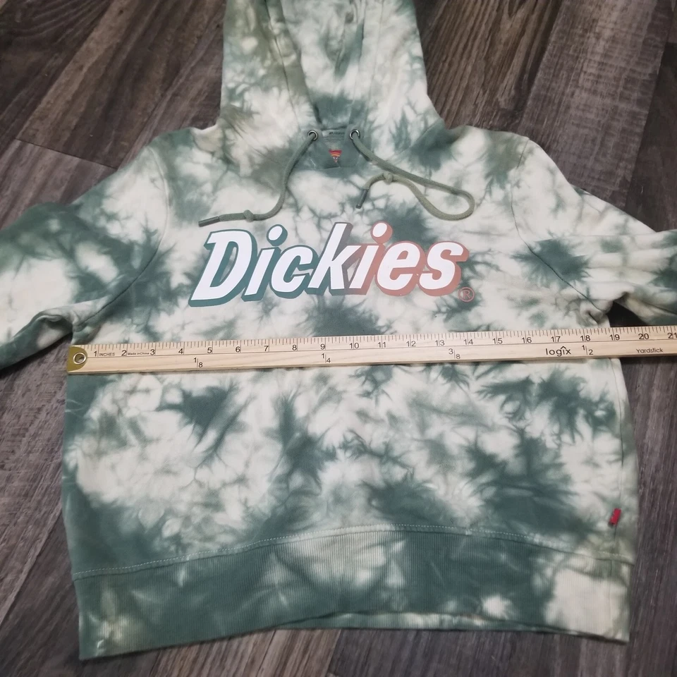 Sudadera con Capucha Dickies Para Mujer Pequeña Verde Blanca Tie dye Recortada Pullover Sudadera Foto 4 de 4