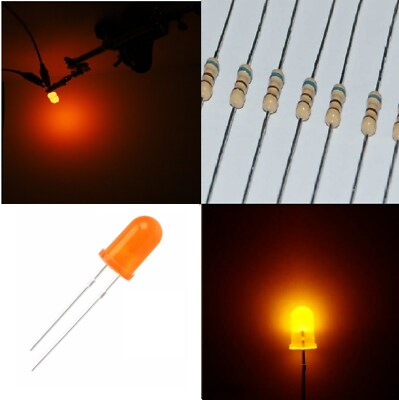 10 Pz. DIODI LED ARANCIONE AMBRA CABLATI 5mm Alta Luminosità
