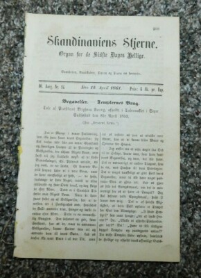 SCANDINAVIAN STAR April 1861 LDS Mormon SKANDINAVIENS STJERNE Magazine 