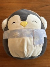 Original Squishmallows 12" Luna the Penguin Plush Earmuffs Scarf by Kelly Toys