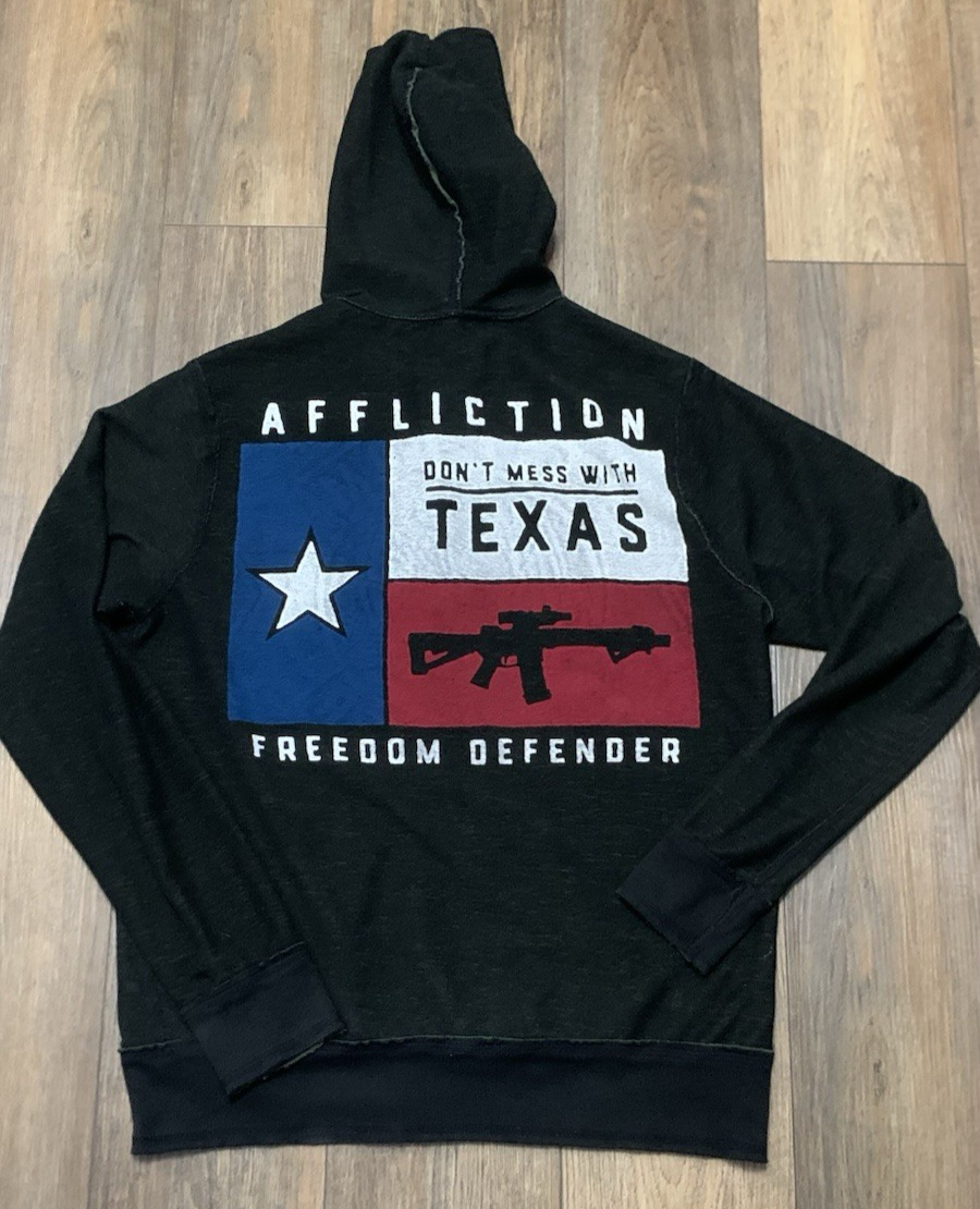 Affliction Freedom Defender Mens Reversible Camo Black Full Zip Hoodie Grunge Style Size M