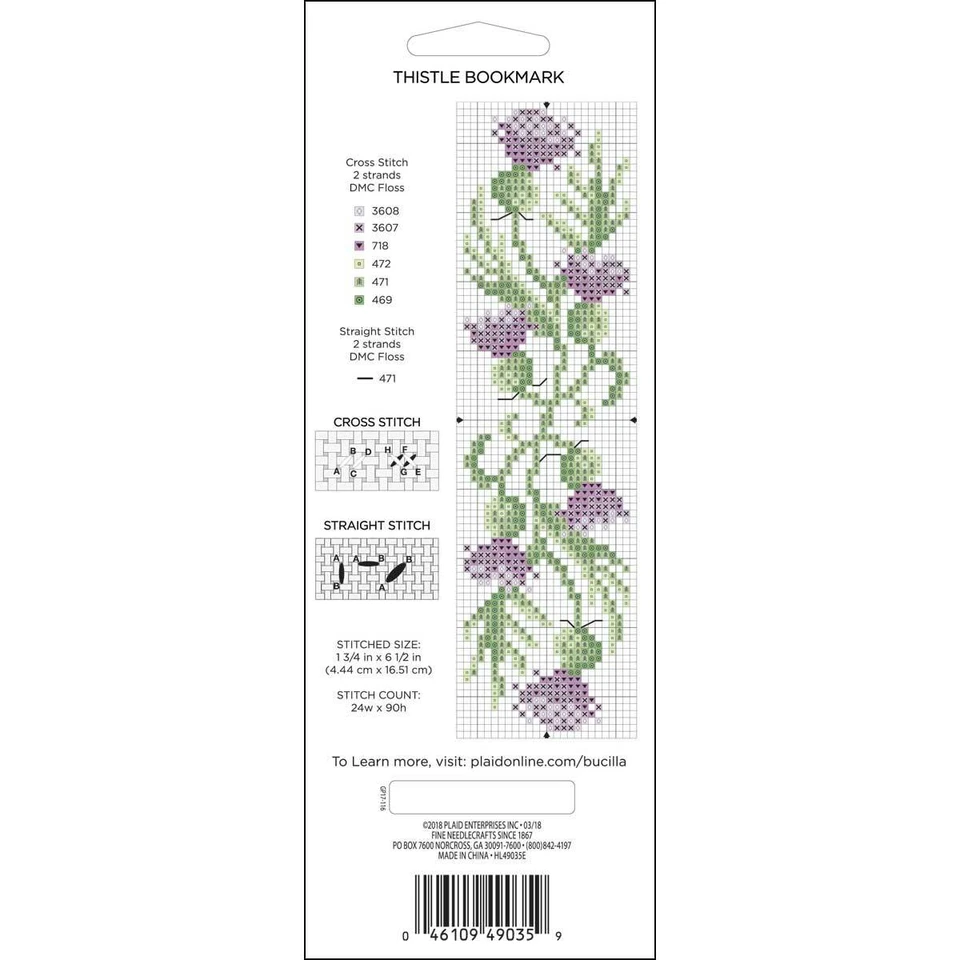 Marcador de punto de cruz Bucilla borde de encaje en blanco 14 unidades patrón de cardo de 3" X 8" Foto 2 de 2