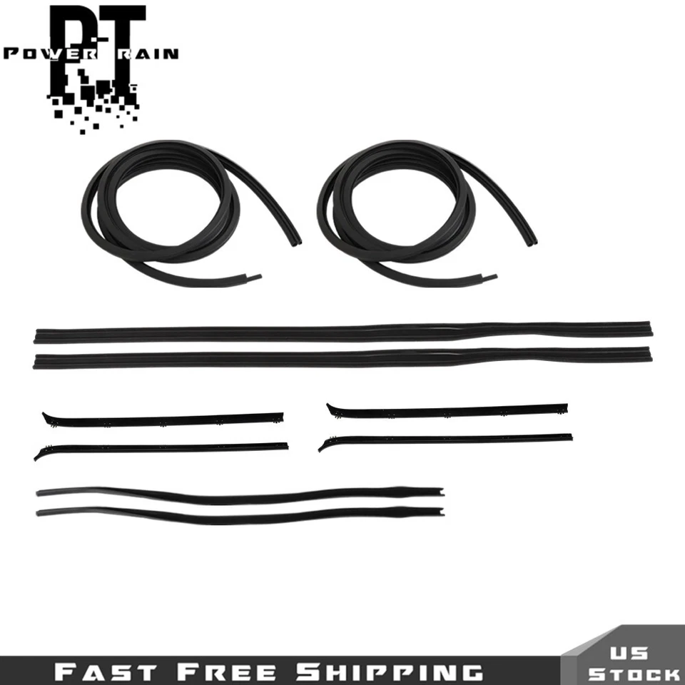 Door Window Weatherstrip Seals Set 10pcs Rubber For Dodge Truck D W 150 80-93 - Image 3 of 4