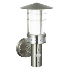 SAXBY Pagoda LED Outdoor Garden PIR Sensor Wall Light Stainless Steel IP44 13924