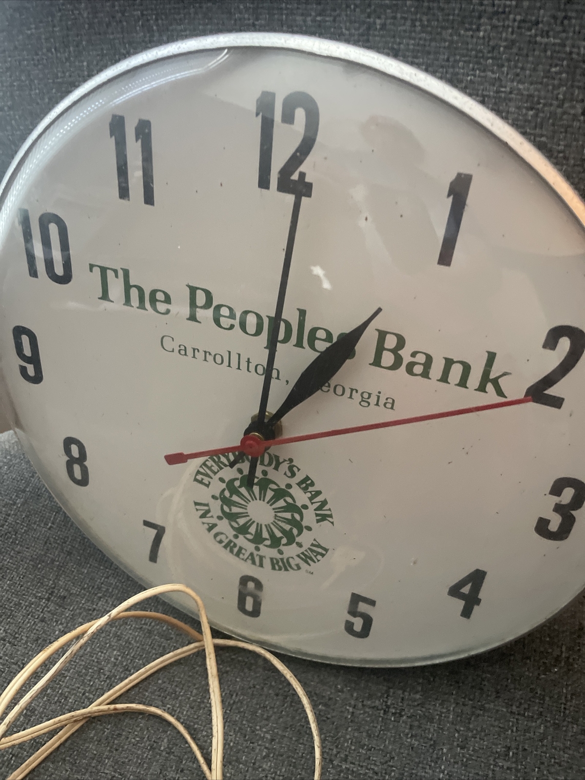 Vtg 12” The Peoples Bank Carrollton Ga Advertising Clock Works Read