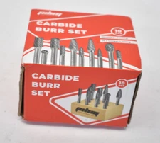 Pilim Carbide Burr Set 10 Piece Smoother Cutting Tools 1/4" Shank Double Cut