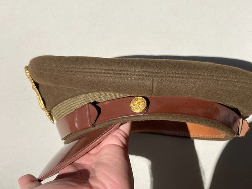WW2 USAAF OFFICER'S FLIGHT ACE VISOR Hat CAP Size 7 w/ Cavalry Strap - Picture 10 of 10