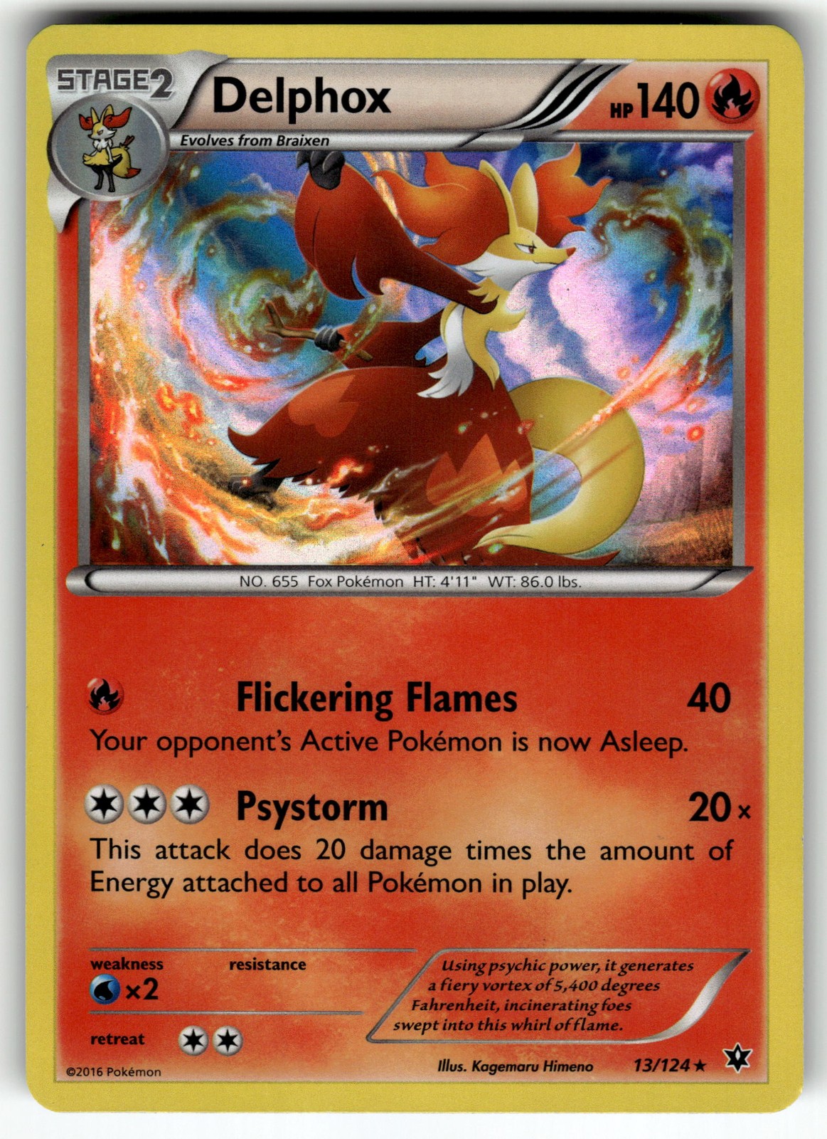 Delphox 13/124 XY - Fates Collide NM Pokemon Card TCG