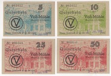 Germany Sauerland Mainzerhagen: Voß Mill Set Vouchers. Jan. 1948. Uncirculated