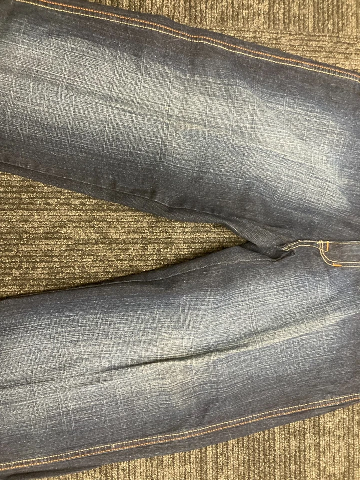 Pantalones de mezclilla 5ive Jungle para hombre 36 azules desteñidos pierna ancha holgados 36 ropa de calle Foto 3 de 4