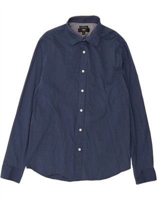 MOSSIMO Herren Slim Fit Hemd Large Blau Nadelstreifen Baumwolle BL11