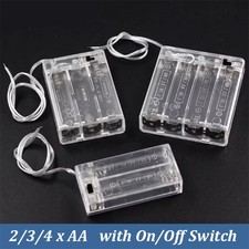 2/3/4 x AA Battery Holder Box Case Enclosed Transparent Clear with On/Off Switch
